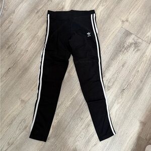 Adidas Black Leggings with White Stripes